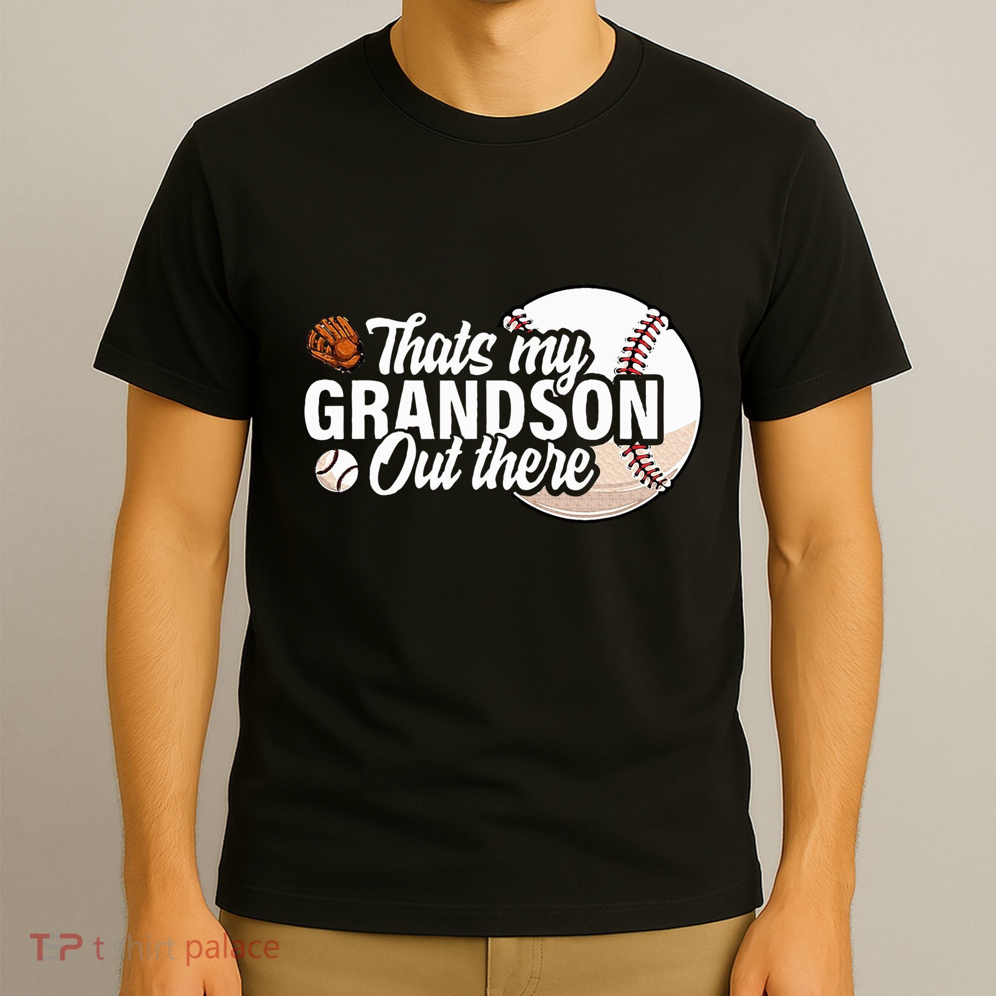 ThatS My Grandson Out There Baseball Grandpa Grandma T-Shirt