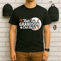 ThatS My Grandson Out There Baseball Grandpa Grandma T-Shirt thumb 6