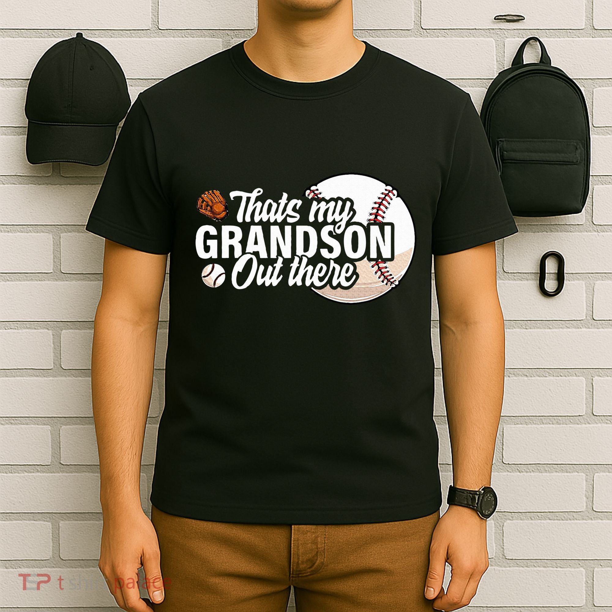 ThatS My Grandson Out There Baseball Grandpa Grandma T-Shirt