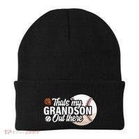 ThatS My Grandson Out There Baseball Grandpa Grandma Beanie thumb 0