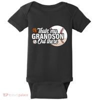 ThatS My Grandson Out There Baseball Grandpa Grandma Baby Bodysuit thumb 0