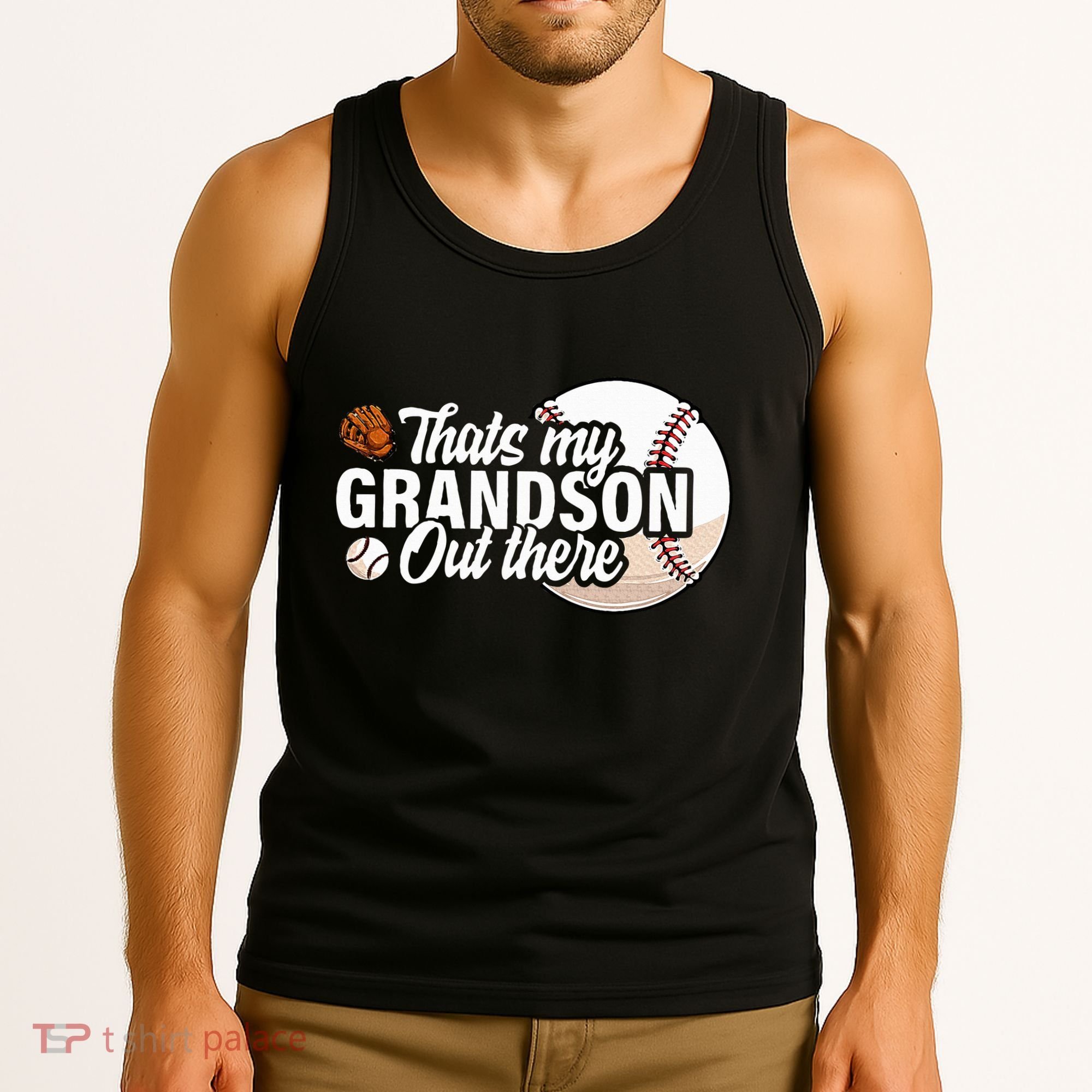 ThatS My Grandson Out There Baseball Grandpa Grandma Tank Top