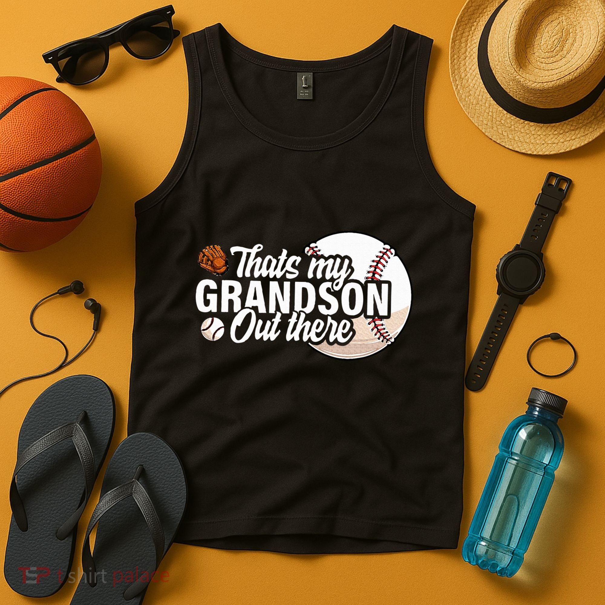 ThatS My Grandson Out There Baseball Grandpa Grandma Tank Top