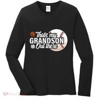 ThatS My Grandson Out There Baseball Grandpa Grandma Women's Long Sleeve Shirt thumb 0