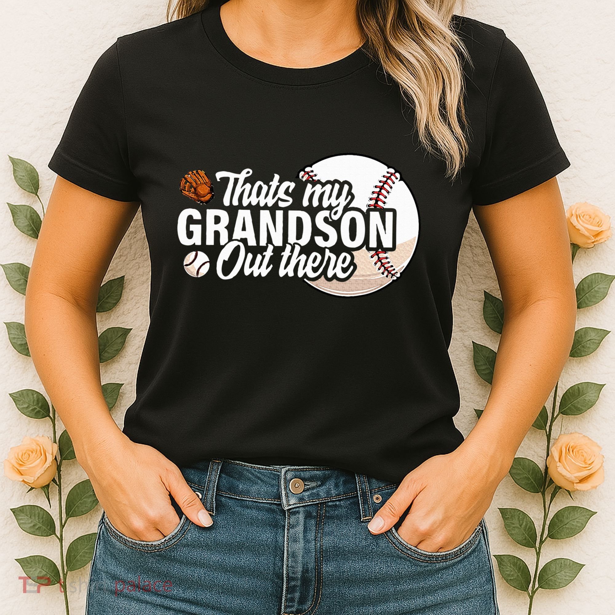 ThatS My Grandson Out There Baseball Grandpa Grandma Women's T-Shirt