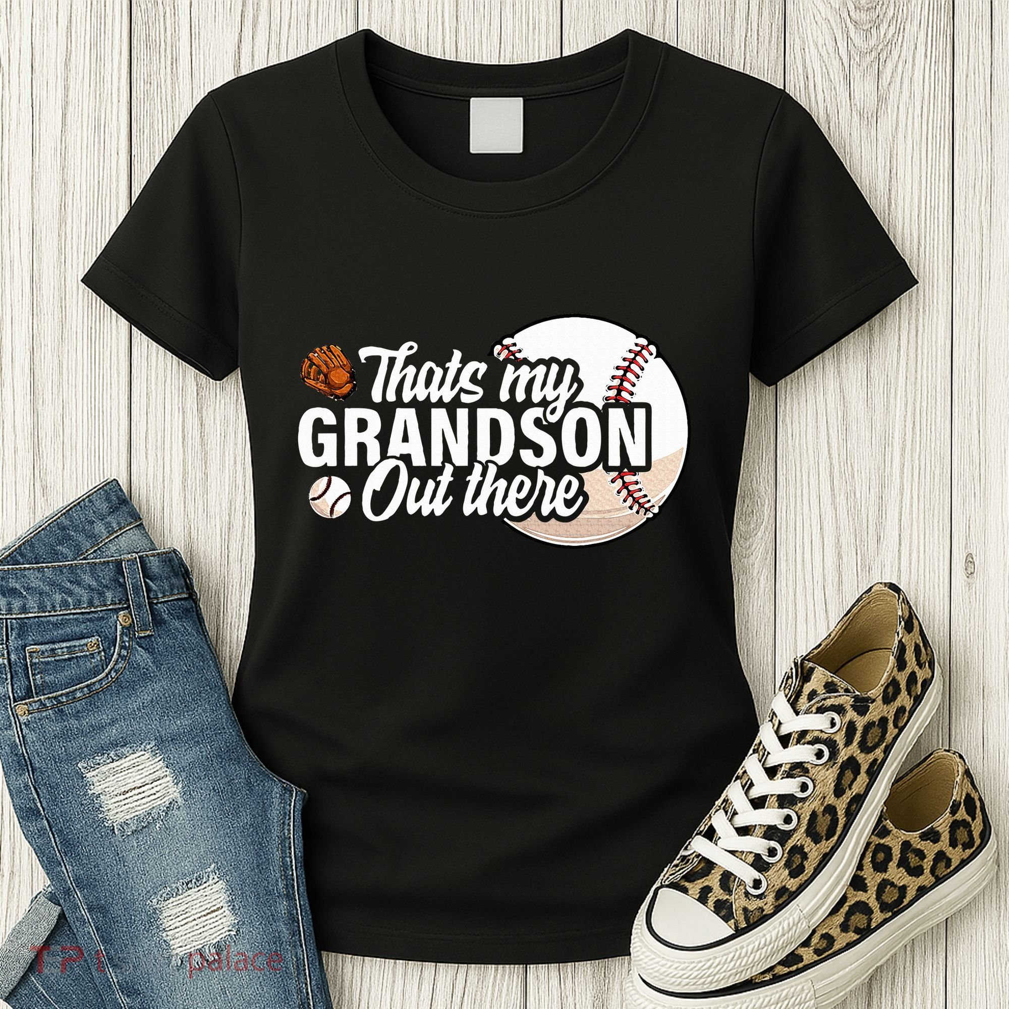ThatS My Grandson Out There Baseball Grandpa Grandma Women's T-Shirt