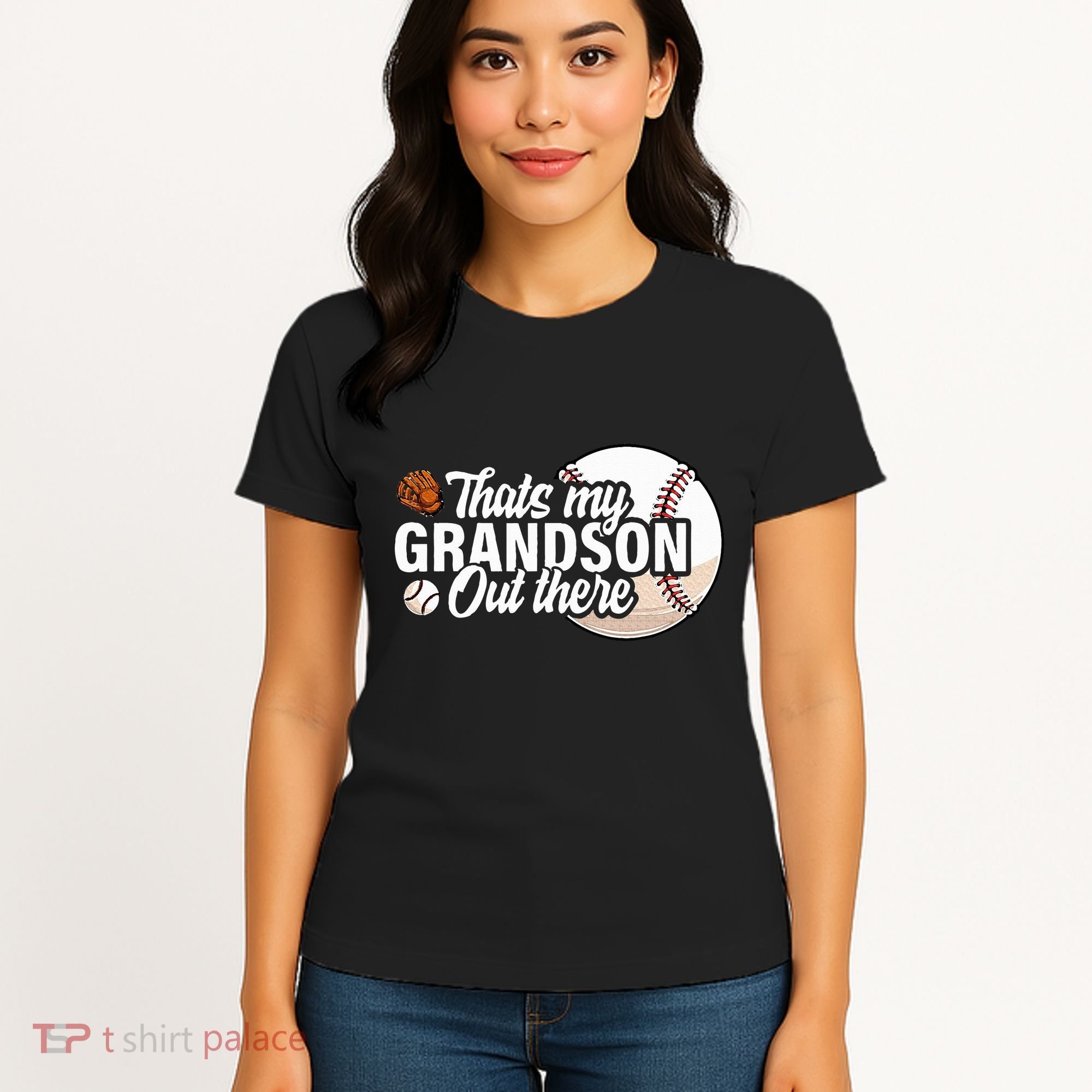 ThatS My Grandson Out There Baseball Grandpa Grandma Women's T-Shirt