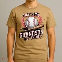 Thats My Grandson Out There Mothers Day Baseball Grandma T-Shirt thumb 3