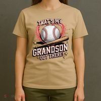 Thats My Grandson Out There Mothers Day Baseball Grandma T-Shirt thumb 4