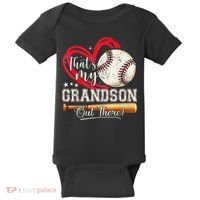 Thats My Grandson Out There Baseball Grandma Mothers Day Baby Bodysuit thumb 0