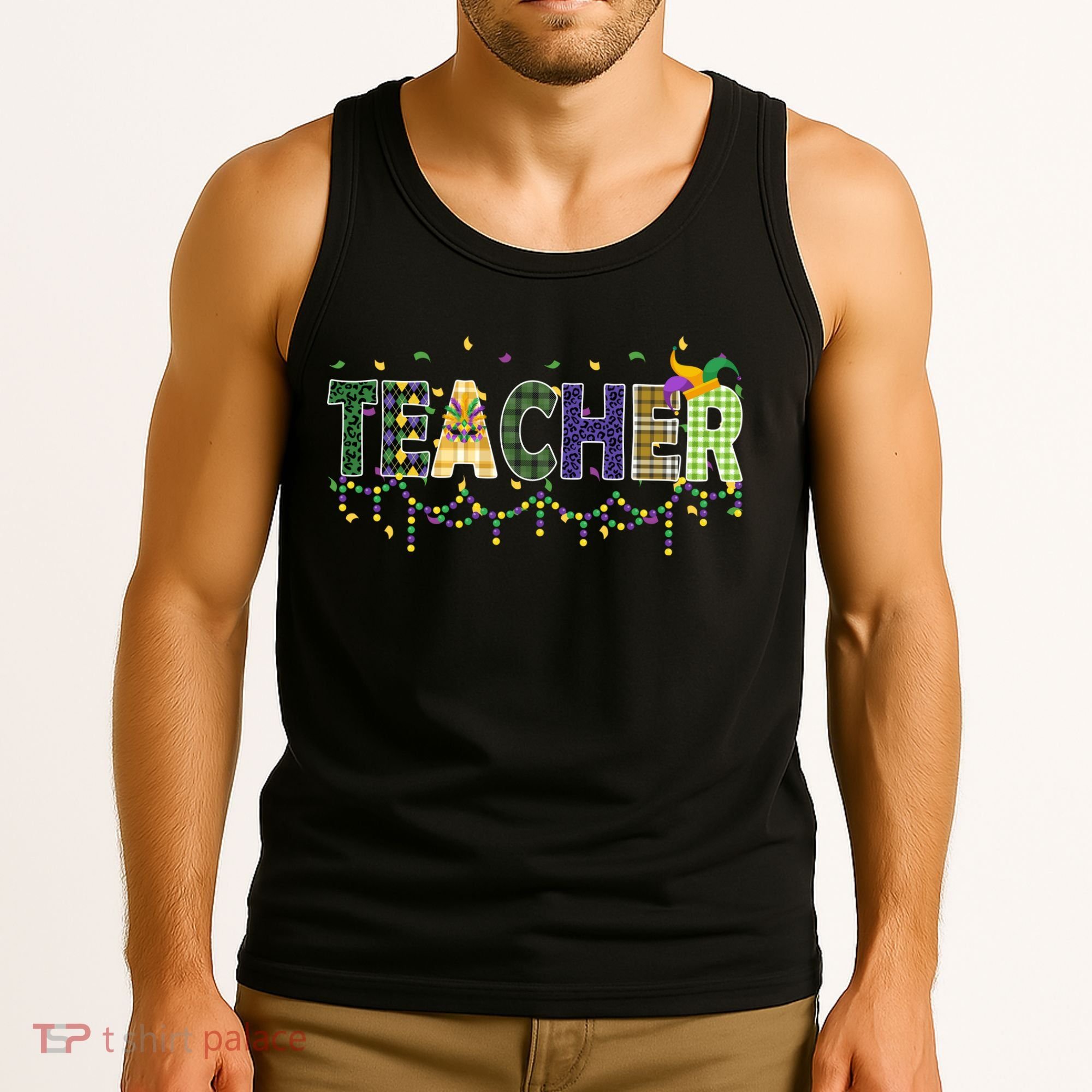 Teacher Mardi Gras Celebration Tank Top