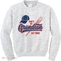 That's My Grandson Out There Baseball Inspired Double Play Kids Sweatshirt thumb 0