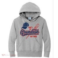 That's My Grandson Out There Baseball Inspired Double Play Kids Hoodie thumb 0