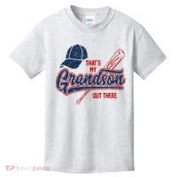That's My Grandson Out There Baseball Inspired Double Play Kids T-Shirt thumb 0