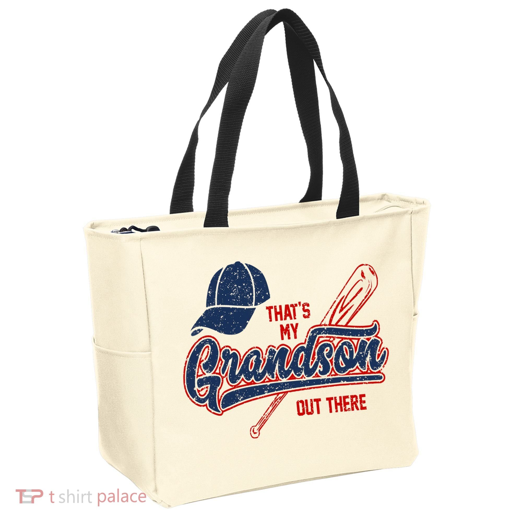 That's My Grandson Out There Baseball Inspired Double Play Tote Bag