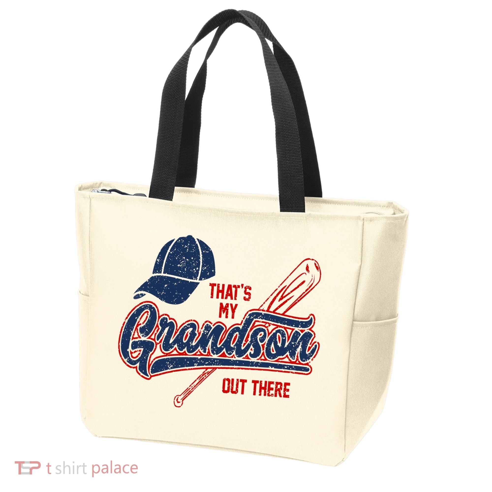 That's My Grandson Out There Baseball Inspired Double Play Tote Bag