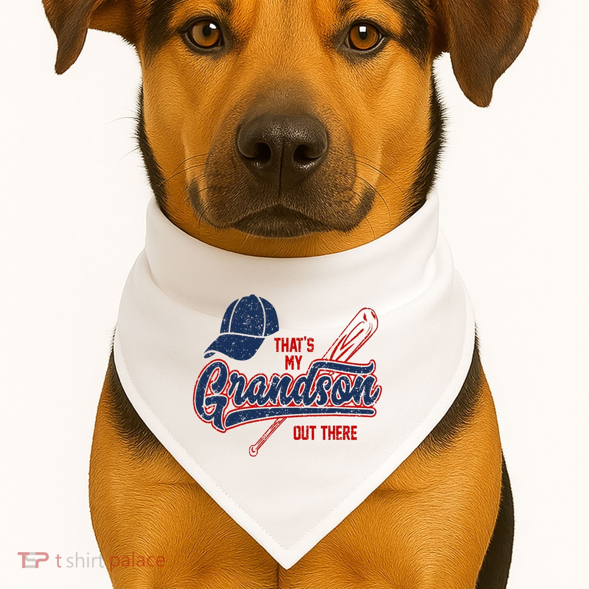 That's My Grandson Out There Baseball Inspired Double Play USA-Made Doggie Bandana