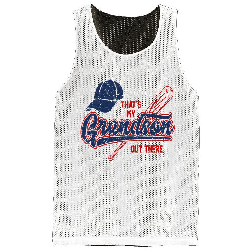 That's My Grandson Out There Baseball Inspired Double Play Mesh Reversible Basketball Jersey Tank