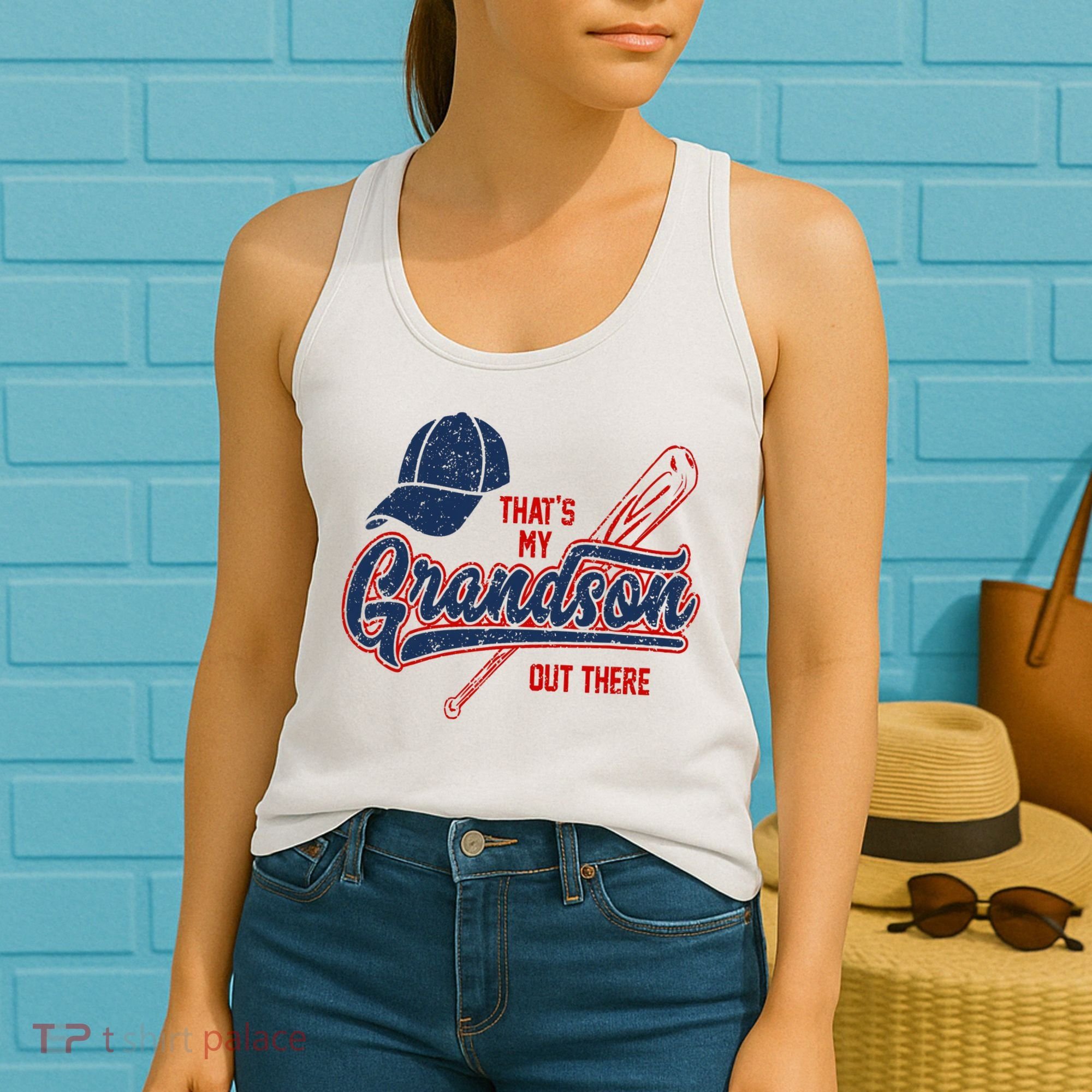 That's My Grandson Out There Baseball Inspired Double Play Women's Tank Top