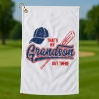 That's My Grandson Out There Baseball Inspired Double Play Golf Towel thumb 1