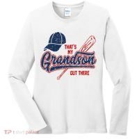 That's My Grandson Out There Baseball Inspired Double Play Women's Long Sleeve Shirt thumb 0