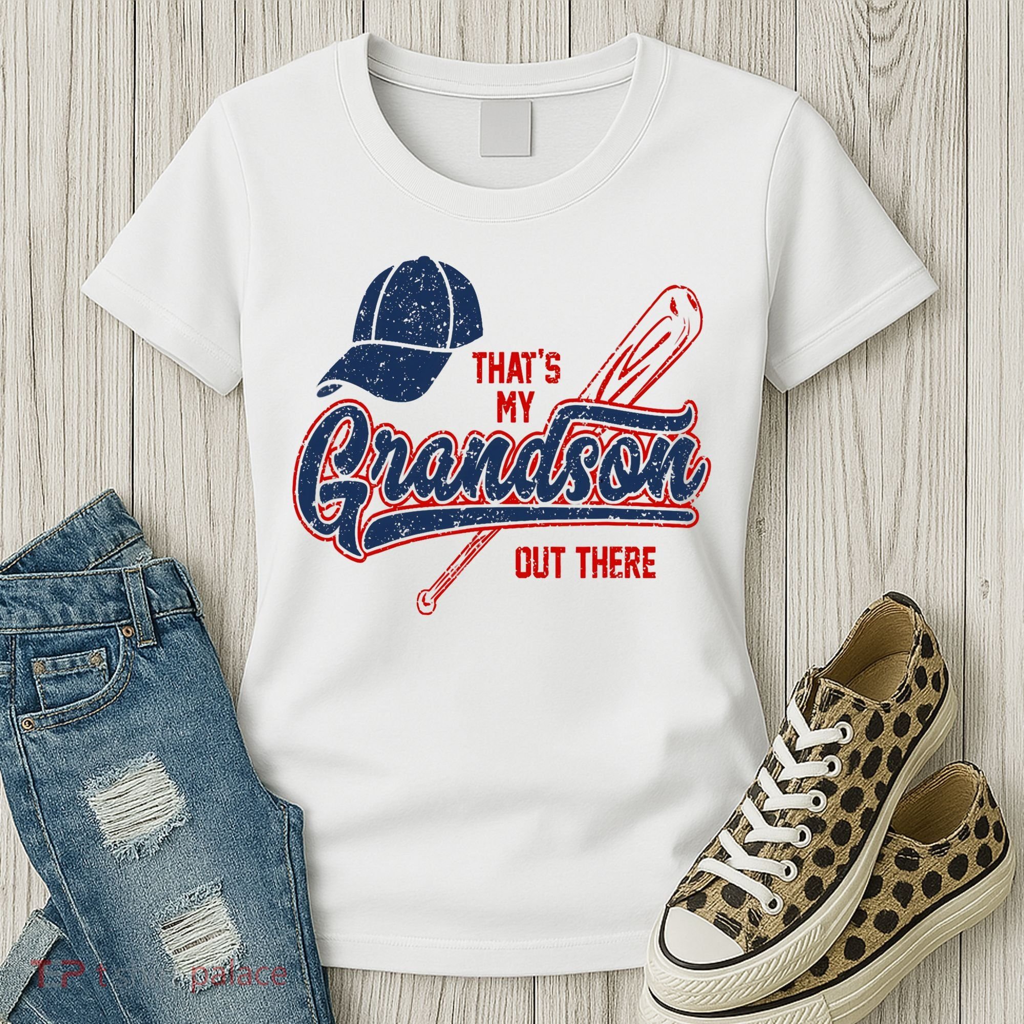 That's My Grandson Out There Baseball Inspired Double Play Women's T-Shirt