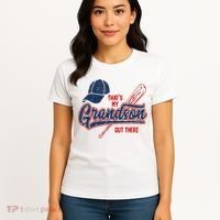 That's My Grandson Out There Baseball Inspired Double Play Women's T-Shirt thumb 4