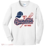 That's My Grandson Out There Baseball Inspired Double Play Kids Long Sleeve Shirt thumb 0