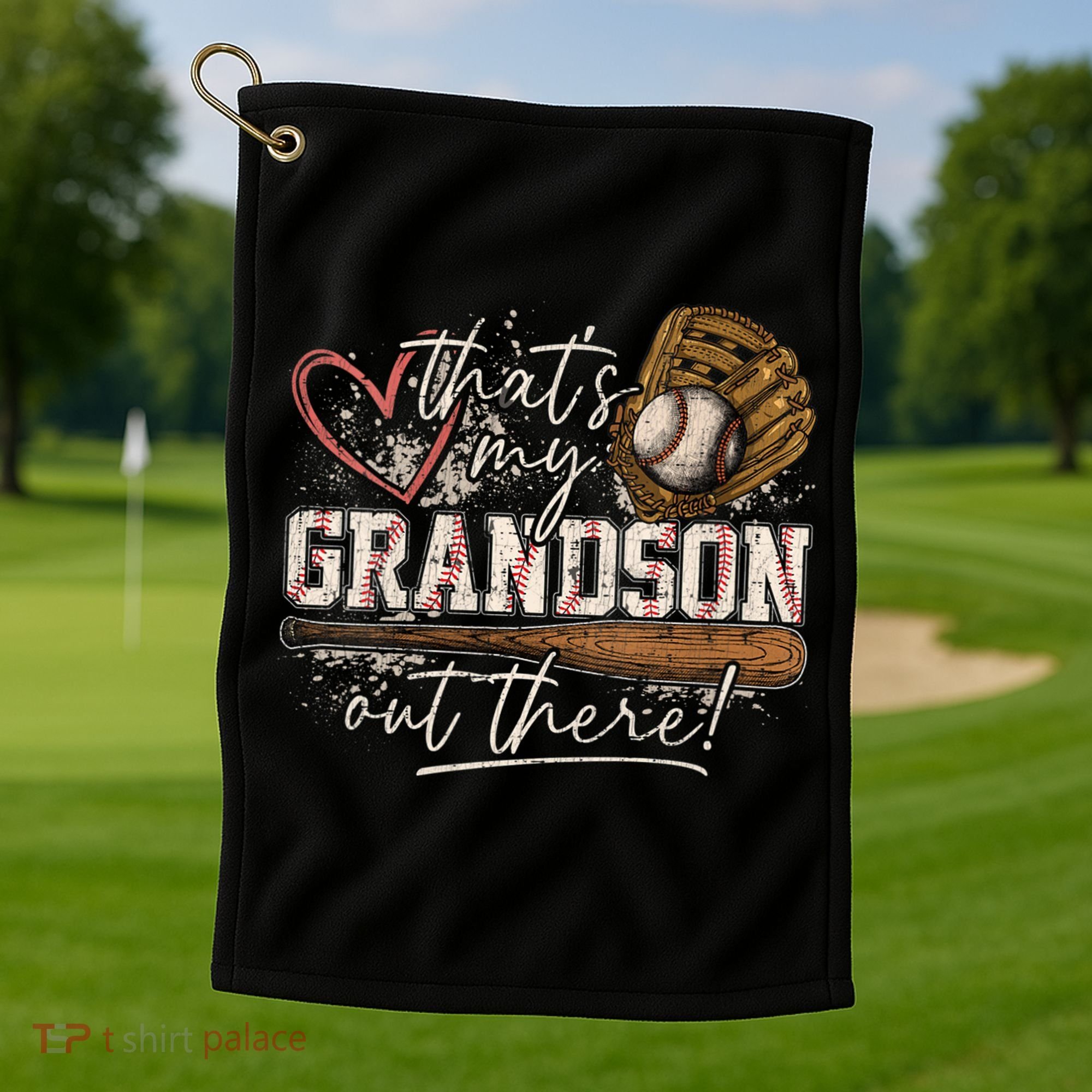 Thats My Grandson Out There Baseball Grandma Golf Towel