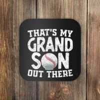 Thats My Grandson Out There Baseball Grandpa Grandma Coaster thumb 0