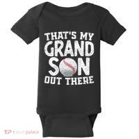 Thats My Grandson Out There Baseball Grandpa Grandma Baby Bodysuit thumb 0