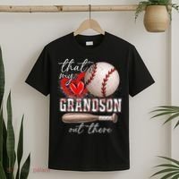 ThatS My Grandson Out There Gifts Women Baseball Grandma T-Shirt thumb 2