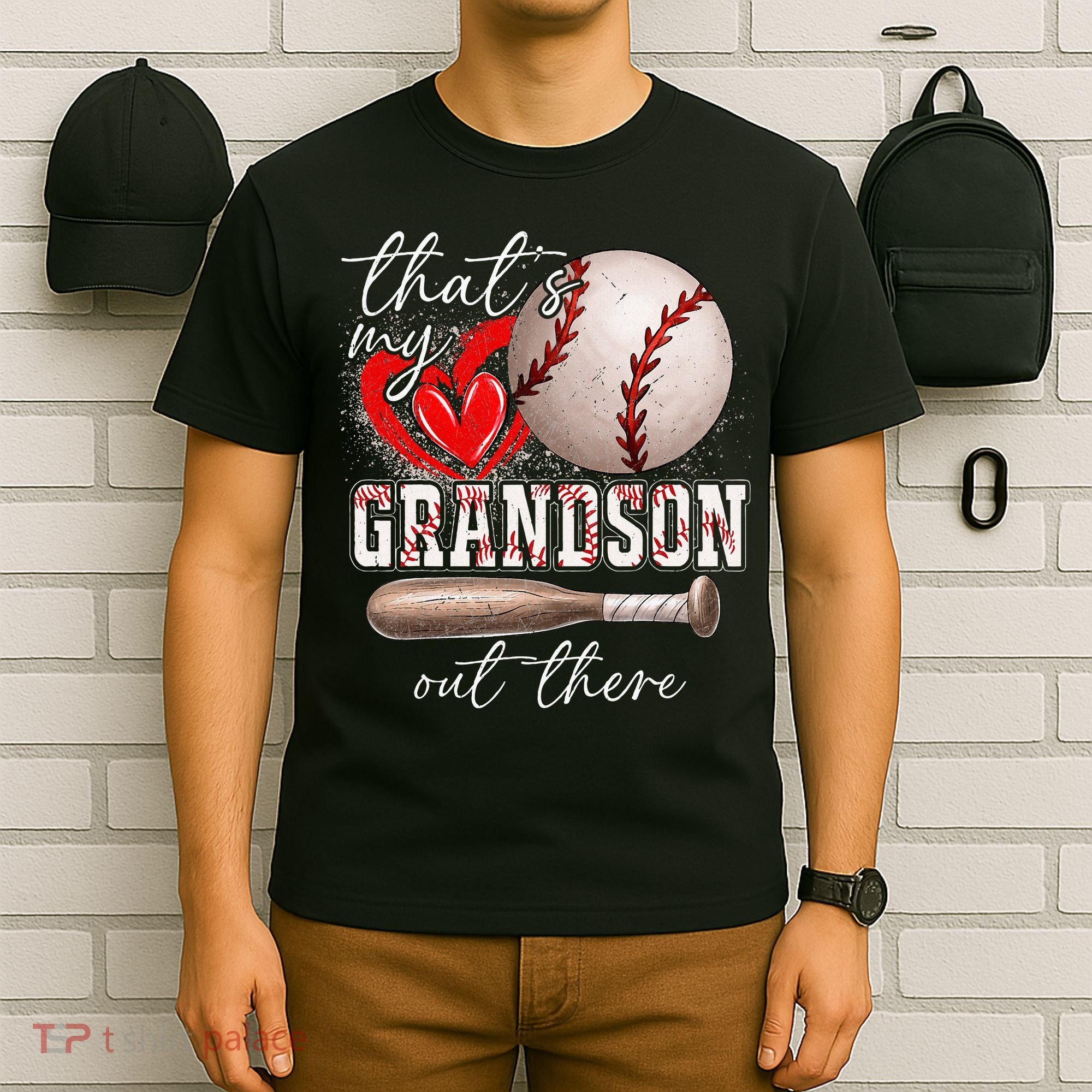 ThatS My Grandson Out There Gifts Women Baseball Grandma T-Shirt