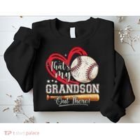 That's My Grandson Out There Baseball Grandma Mother's Day Sweatshirt thumb 2