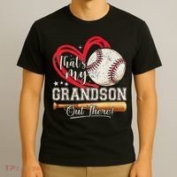 That's My Grandson Out There Baseball Grandma Mother's Day T-Shirt thumb 3