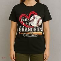 That's My Grandson Out There Baseball Grandma Mother's Day T-Shirt thumb 4