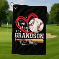 That's My Grandson Out There Baseball Grandma Mother's Day Golf Towel thumb 1