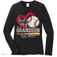 That's My Grandson Out There Baseball Grandma Mother's Day Women's Long Sleeve Shirt thumb 0