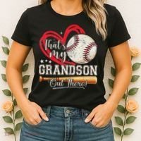 That's My Grandson Out There Baseball Grandma Mother's Day Women's T-Shirt thumb 2