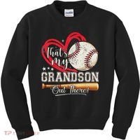 That's My Grandson Out There Baseball Grandma Mother's Day Kids Sweatshirt thumb 0