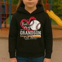 That's My Grandson Out There Baseball Grandma Mother's Day Kids Hoodie thumb 3