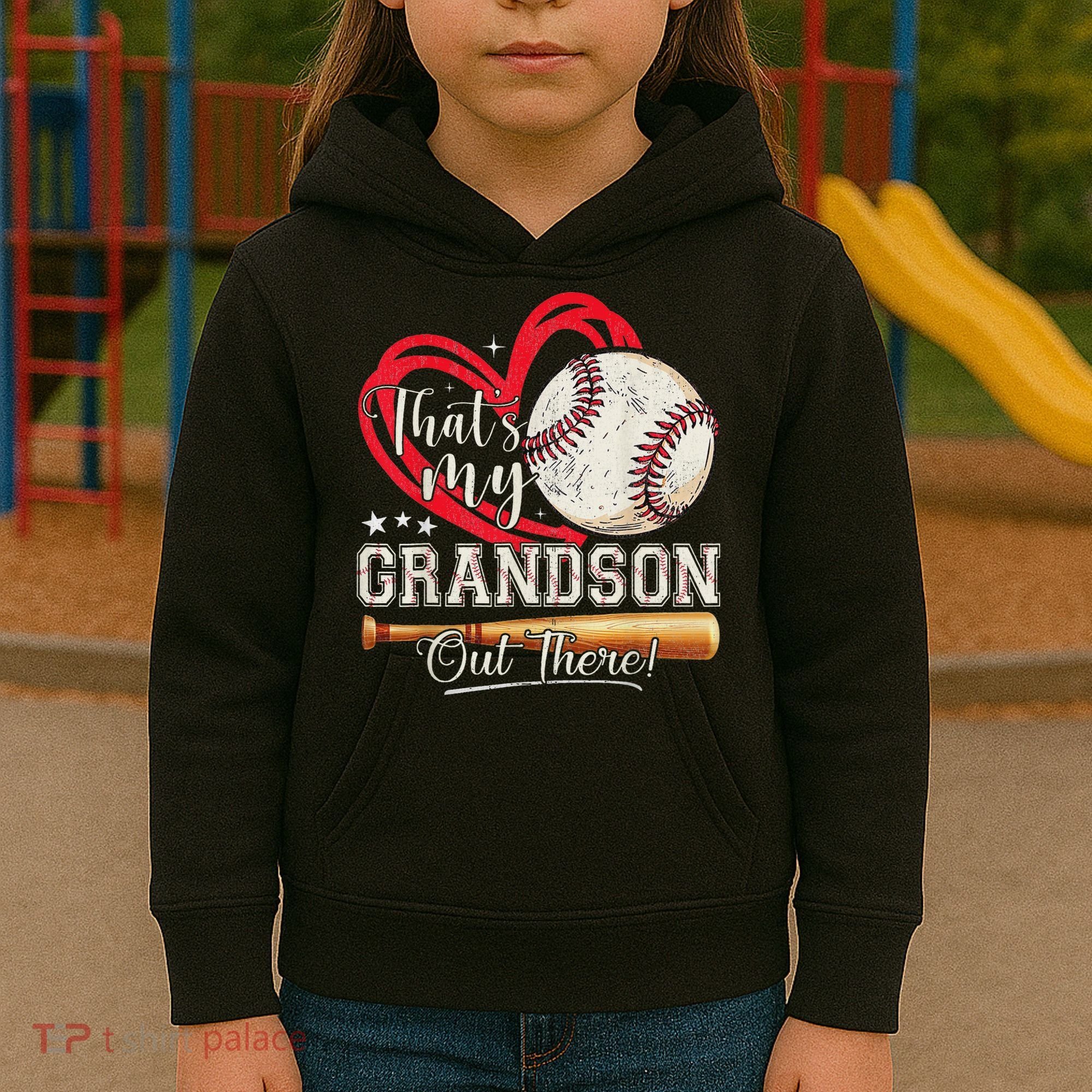 That's My Grandson Out There Baseball Grandma Mother's Day Kids Hoodie