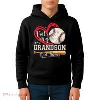 That's My Grandson Out There Baseball Grandma Mother's Day Kids Hoodie thumb 4
