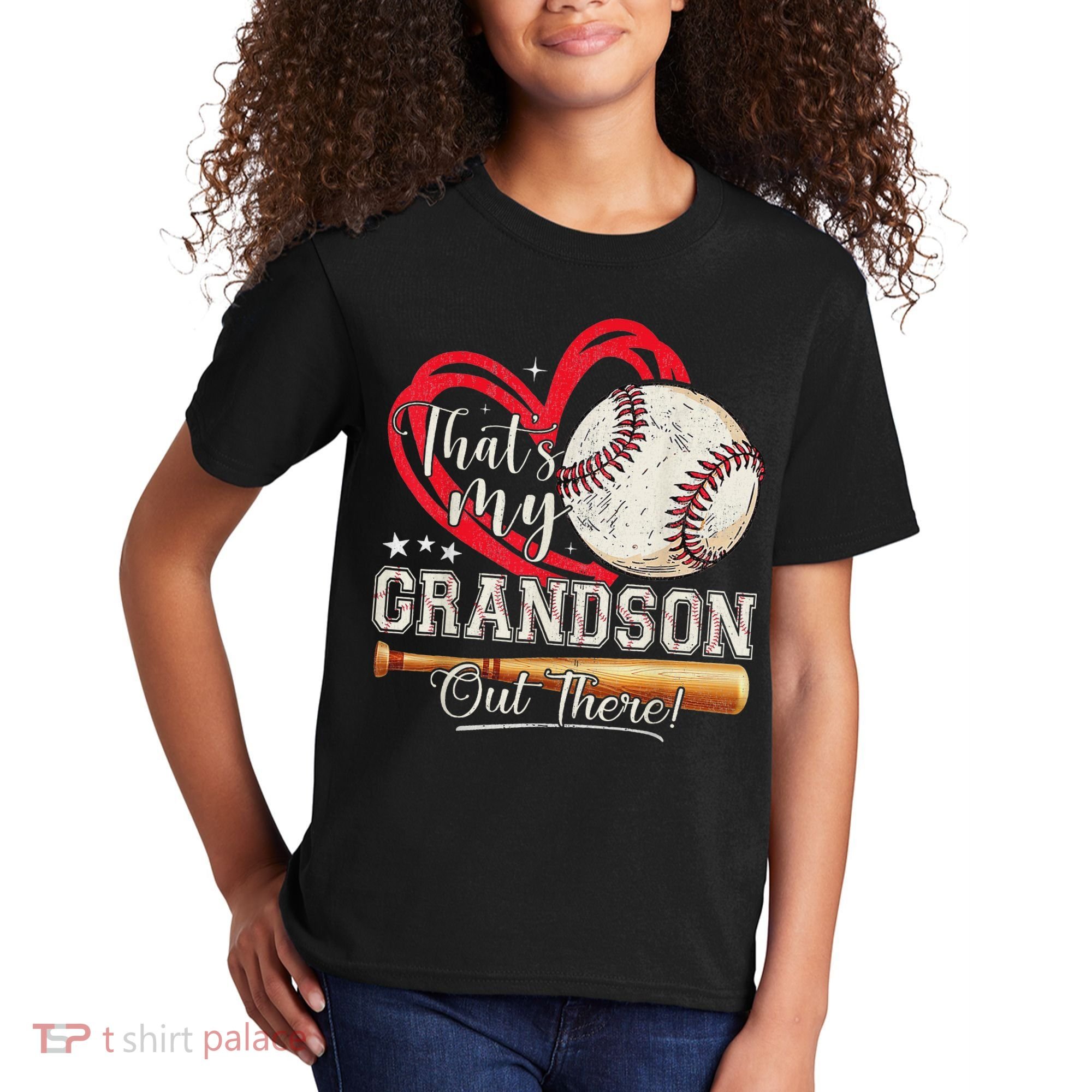 That's My Grandson Out There Baseball Grandma Mother's Day Kids T-Shirt