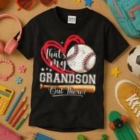 That's My Grandson Out There Baseball Grandma Mother's Day Kids T-Shirt thumb 3
