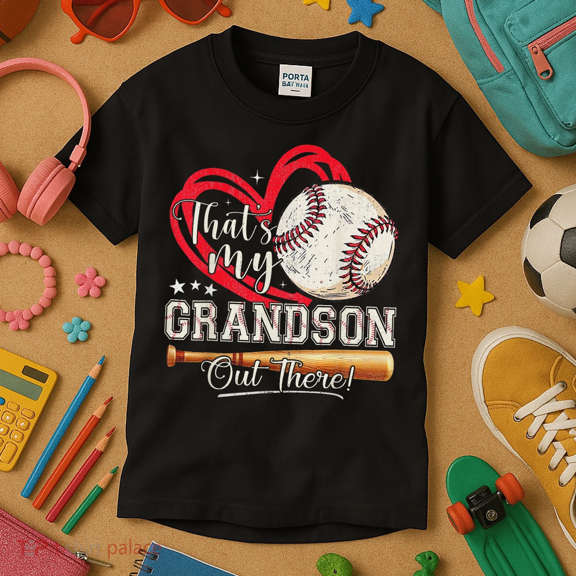 That's My Grandson Out There Baseball Grandma Mother's Day Kids T-Shirt
