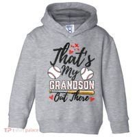 ThatS My Grandson Out There Baseball Grandma MotherS Day Toddler Hoodie thumb 0