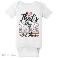 ThatS My Grandson Out There Baseball Grandma MotherS Day Baby Bodysuit thumb 0