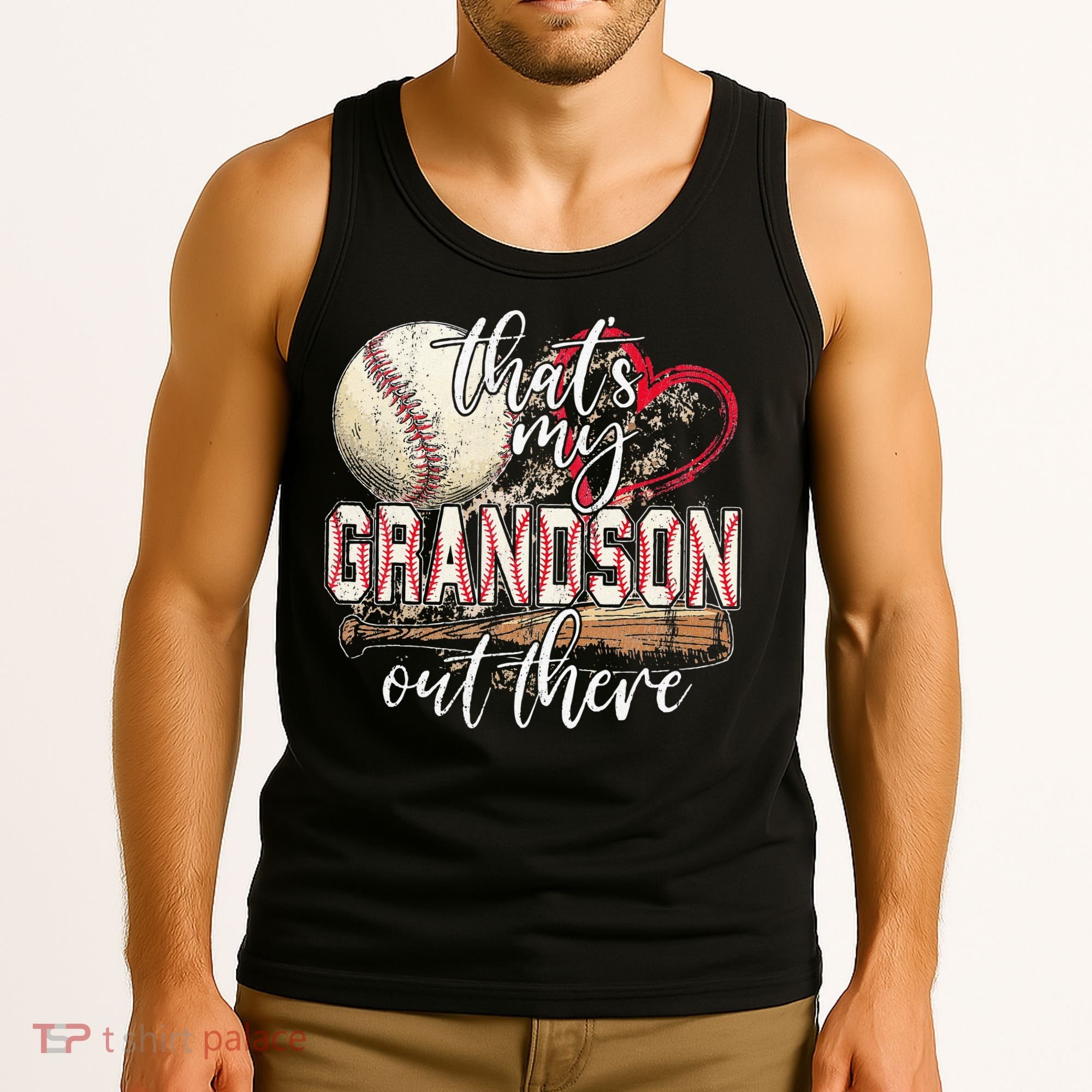 Thats My Grandson Out There Baseball Grandma Mothers Day Tank Top