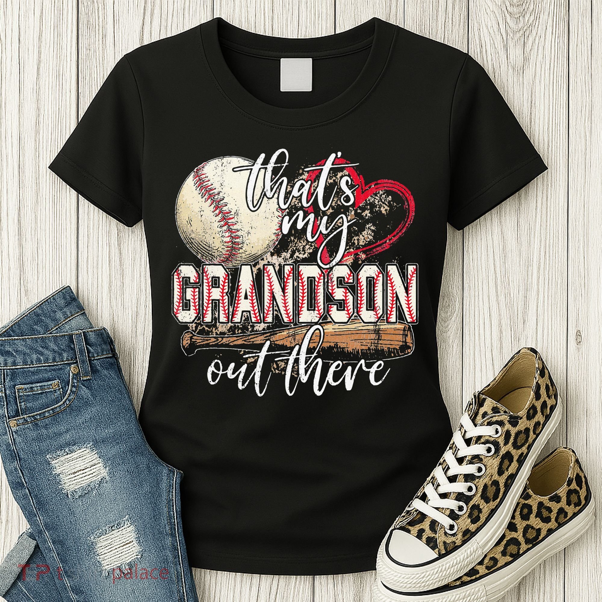 Thats My Grandson Out There Baseball Grandma Mothers Day Women's T-Shirt